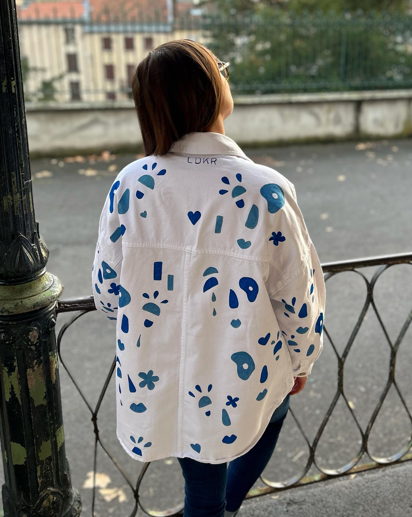 Veste "L'Océan des Visages" - Motif Abstrait Peint à la Main - Taille M (femme)